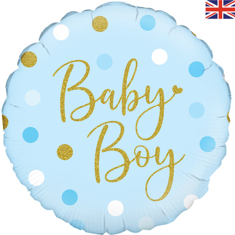 Baby Boy Dots Holographic Foil Balloon | 18"