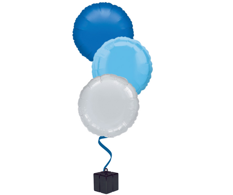 Bunch of 3 Mid Blue, Light Blue & Silver Foil Balloons | 18" | Father's Day