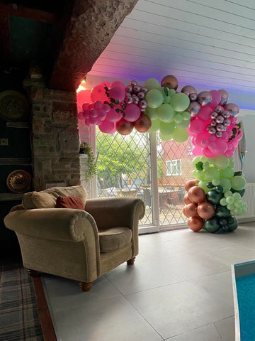 Deluxe Bulky Organic Garland in Pinks, Greens and Copper's with Foliage