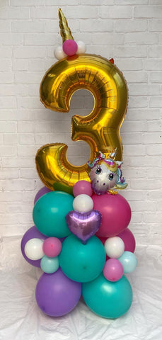 DIY Unicorn Theme Balloon Number Stack