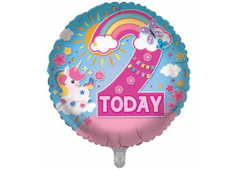Rainbow Unicorn Age 2 Foil Balloon | 18"
