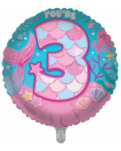 Mermaid Age 3 Foil Balloon | 18"