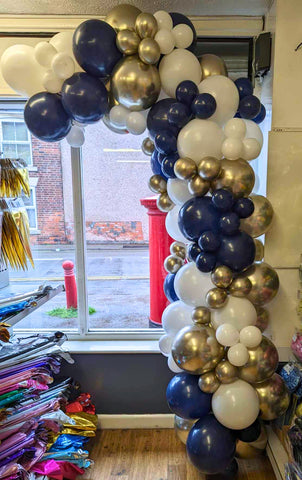 Organic Garland - Deco Navy, White Gold & White