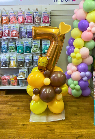 DIY Giraffe Theme Balloon Number Stack