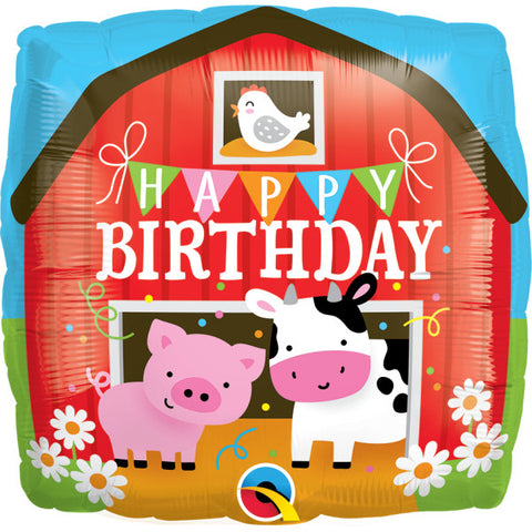 Happy Birthday Farm Animals Square Foil Balloon  | 18" | S40