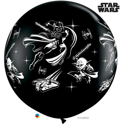 3ft Black Star Wars Darth Vader & Yoda Latex Balloon