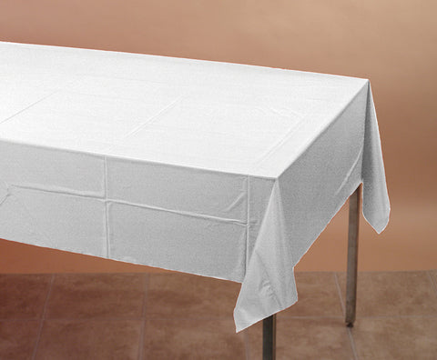White Plastic Table Cover | 54"x108"