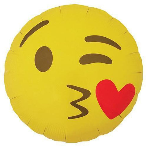 Foil Round Kissing Heart Emoji Balloon | 18"