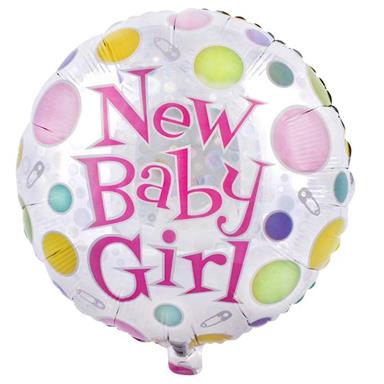 Foil Round New Baby Girl Balloon |18"