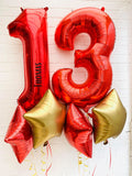 2 x 34" Number Bunch with Four Stars and Personalisation