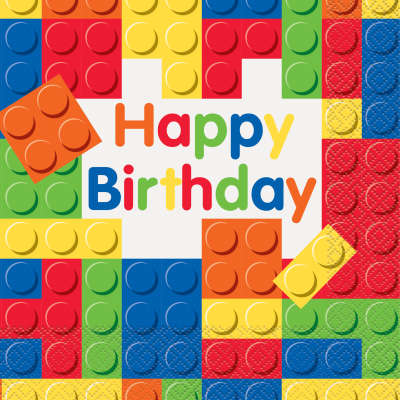 Building Blocks Lego Birthday Napkins | Pack of 16