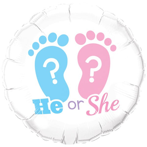 'He or She' Gender Reveal Foil Balloon | 18" | S40