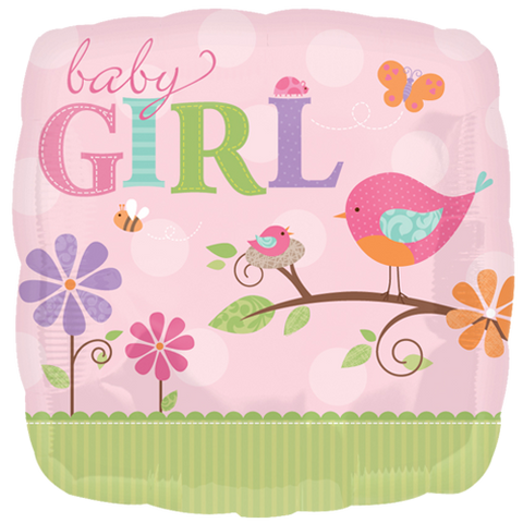 SQ Baby Girl Bird Branch Foil Balloon | 18" | S40