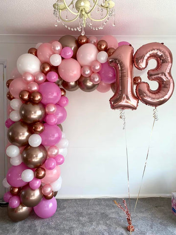 Organic Garland - Cyclamen Rose, Soft Pink, White and Chrome Rose Gold