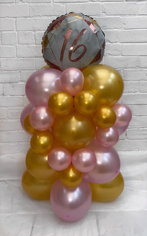 3 ft Gold and Rose Gold Metallic Column with 18" Foil Topper