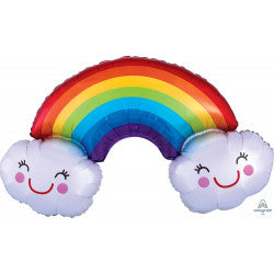 Foil Shape Thank You Rainbow with Clouds Balloon P35 | 37"