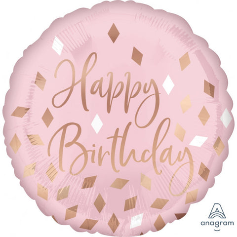 18" Pink and Gold Confetti Happy Birthday Foil Balloon S40