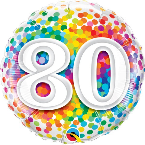 80th Birthday Rainbow Foil Balloon  | 18" | S40