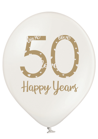 Latex Preprinted 50th Anniversary Balloons | 12"| 10 Pack