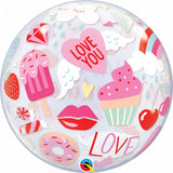 Happy Valentines Day Treat Icons 22" Balloon Bubble