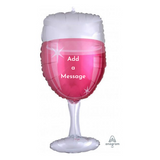 Foil Shape Rose Wine Glass Balloon P35 | 31"
