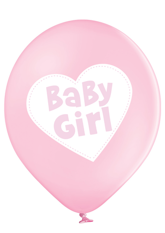Latex Preprinted Baby Girl Heart Balloons | 12"| 10 Pack