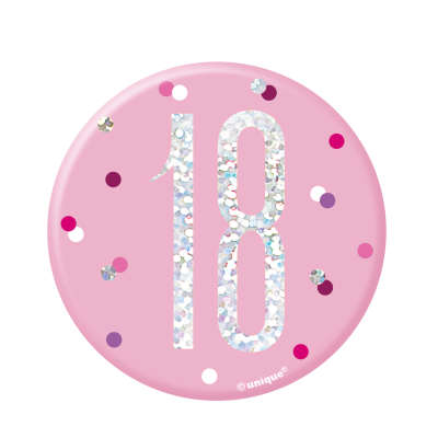 Pink 18 | Birthday Badge | 8cm