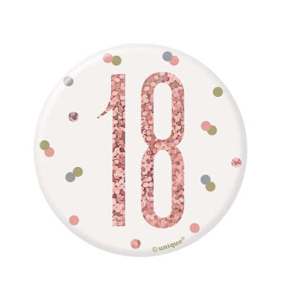 Rose Gold 18 | Birthday Badge | 8cm