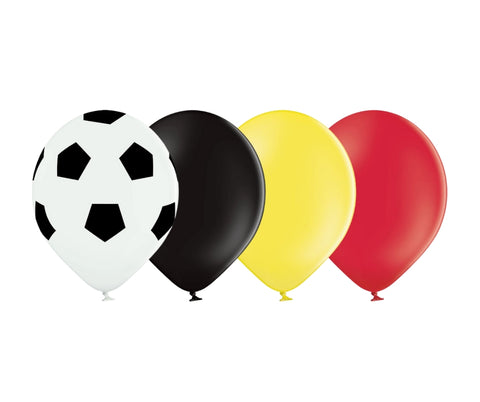 10 pack of 12" Football, Black, Yellow & Red Latex Balloons - Belgium & Germany Flags