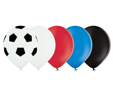 10 pack of 12" Football, White, Red, Blue & Black Latex Balloons - Korea Flag