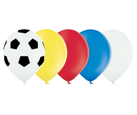 10 pack of 12" Football, Yellow, Red, Blue & White Latex Balloons - Serbia Flag