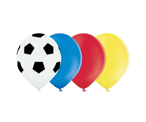 10 pack of 12" Football, Blue, Red & Yellow Latex Balloons - Ecuador