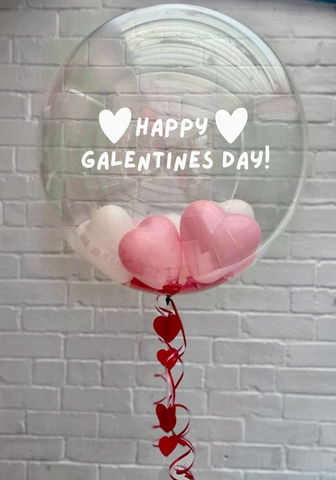 Galentines/Valentines Day Personalised Stuffed Clear Balloon