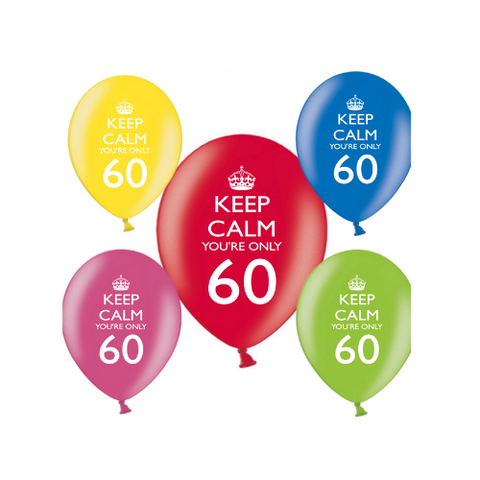Latex Preprinted Keep Calm You're Only 60 Balloons | 12" | 10 Pack
