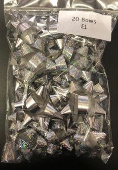 20 Silver Gift Wrapping Bows