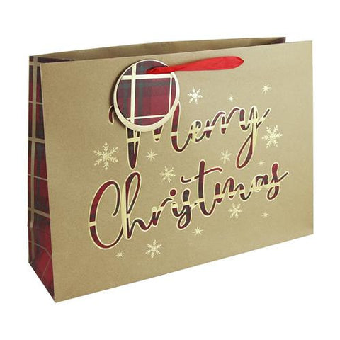 Tartan Merry Christmas Gift Bag | Extra Large  | Collection