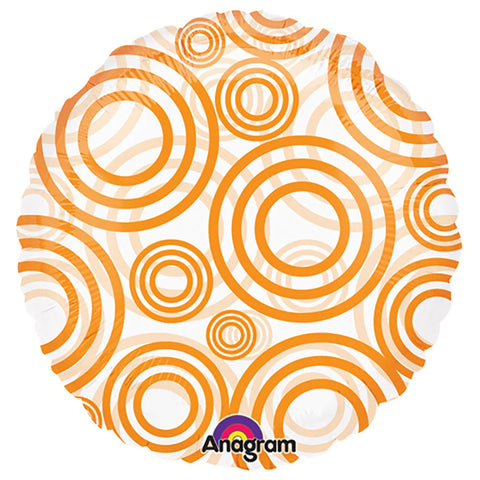 Orange Circles Clear Round Balloon  | 18"
