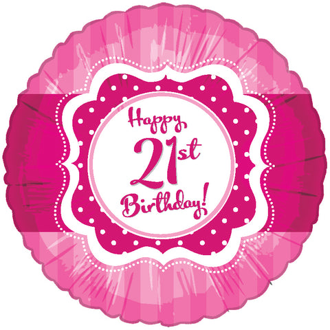 Multiple Designs - Foil Round Perfectly Pink Birthday Balloons | 18"