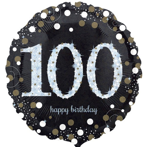 Black 100th Happy Birthday Foil Balloon | S40