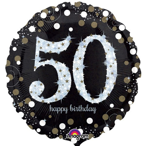 Black 50th Happy Birthday Foil Balloon | S40