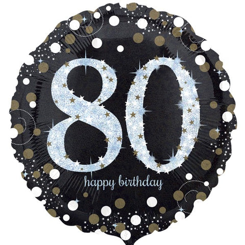 Black 80th Happy Birthday Foil Balloon | S40