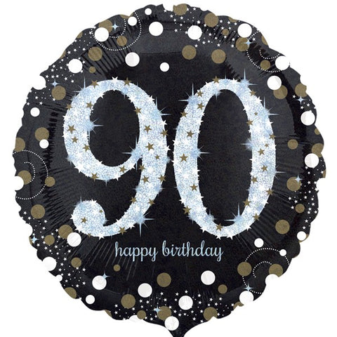 Black 90th Happy Birthday Foil Balloon | S40