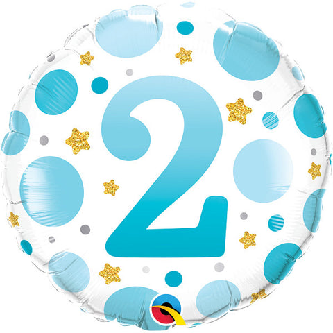 2nd Birthday Blue Dots Foil Balloon | 18"