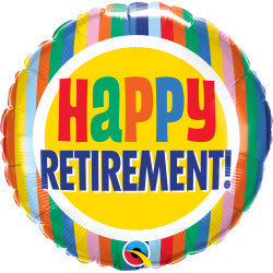 Happy Retirement Rainbow Striped Foil Balloon | 18" | S40