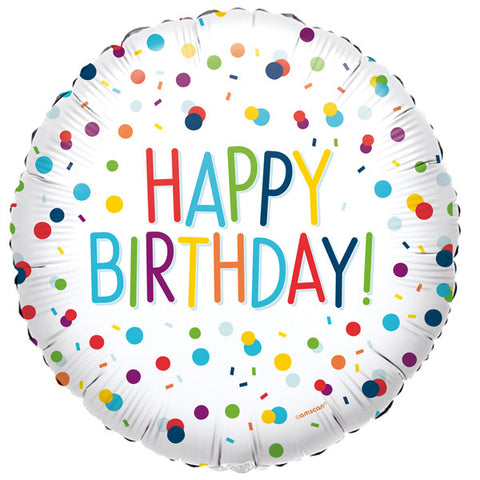 18" Happy Birthday Confetti Foil Balloon S40