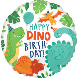 Foil Round Happy Dino Birthday Balloon | 18"