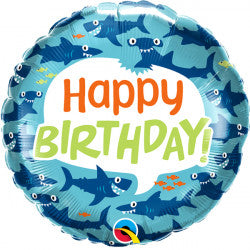 Foil Round Fun Sharks Balloon | 18"