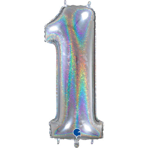 Foil Numbers Holo Silver Balloons | 26"