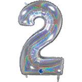 Foil Numbers Holo Silver Balloons | 26"
