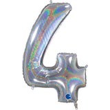 Foil Numbers Holo Silver Balloons | 26"